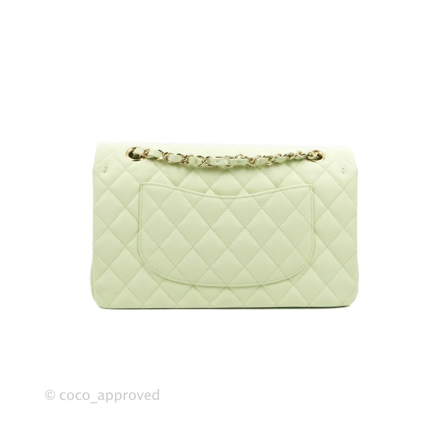 Chanel Classic M/L Medium Flap Quilted Avocado Green Caviar Gold Hardware