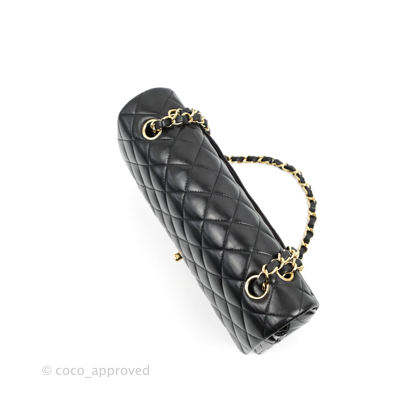 Chanel Classic M/L Medium Double Flap Black Lambskin Gold Hardware