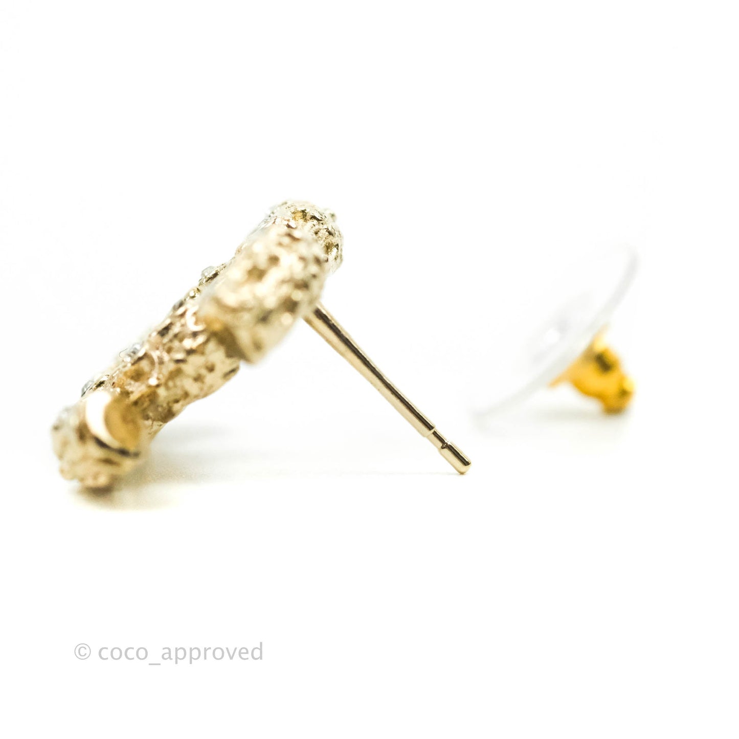 Chanel CC Crystal Earrings Gold Tone 19C