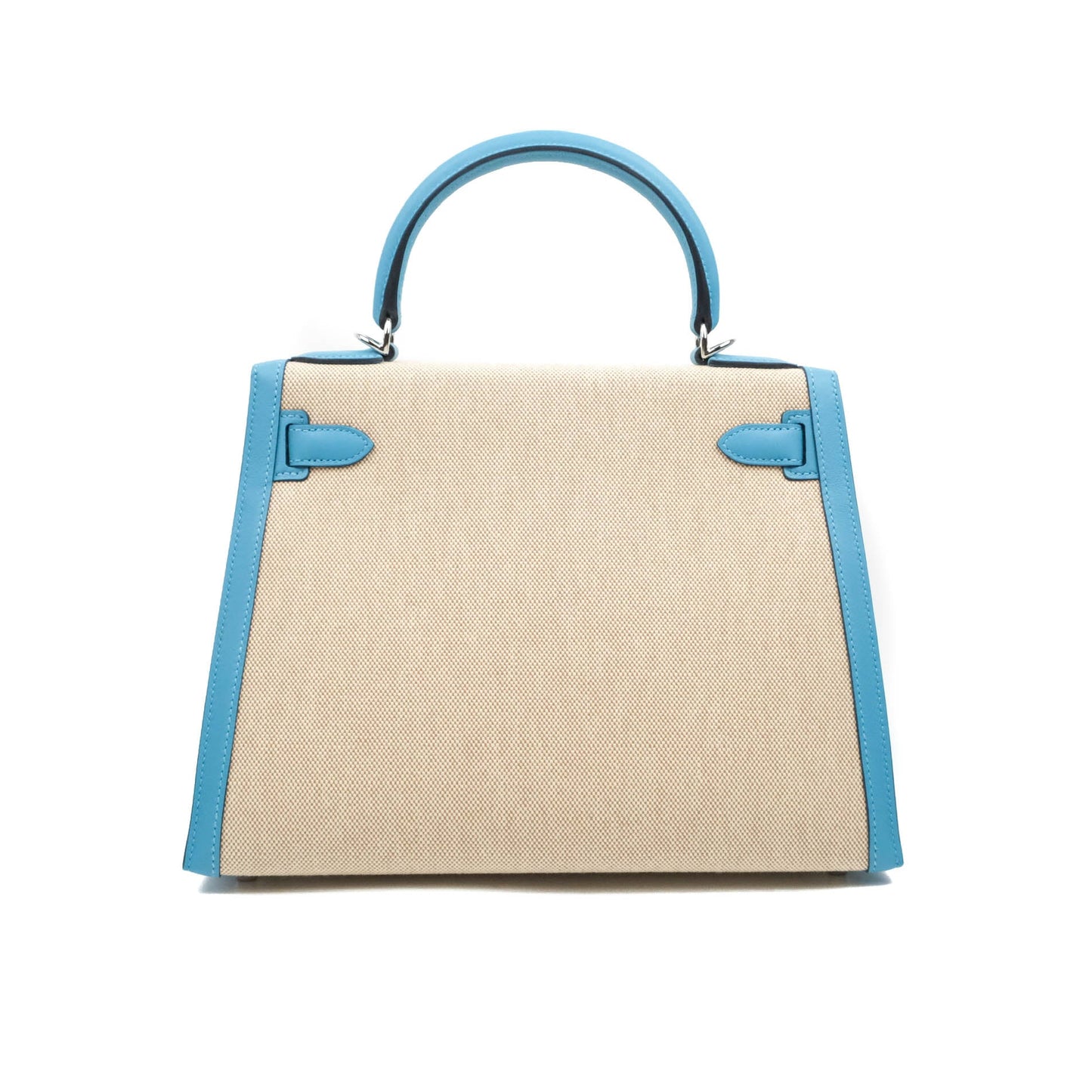 Hermès Kelly 28 Bleu Du Nord Swift & Ecru-beige Toile H Palladium Hardware