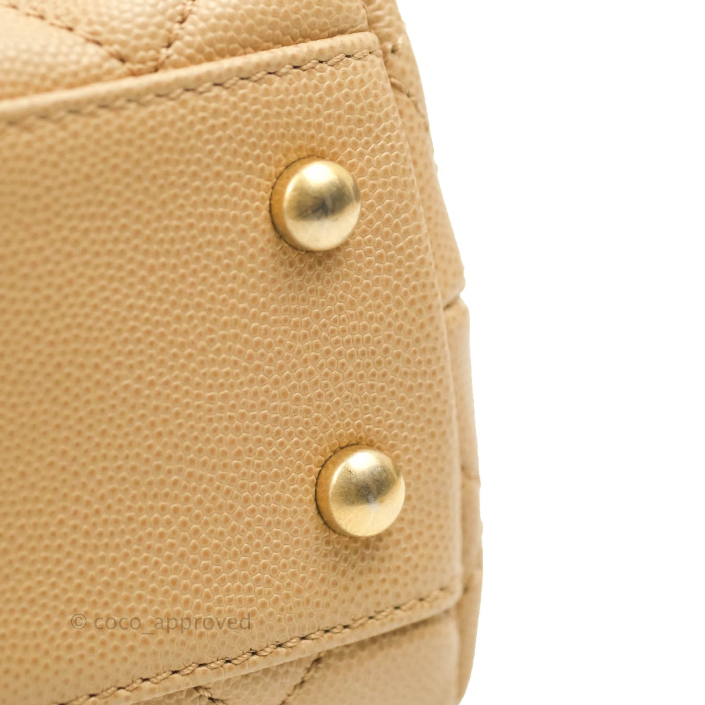 Chanel Small Coco Handle Quilted Beige Caviar Gold Hardware Lizard Embossed Handle