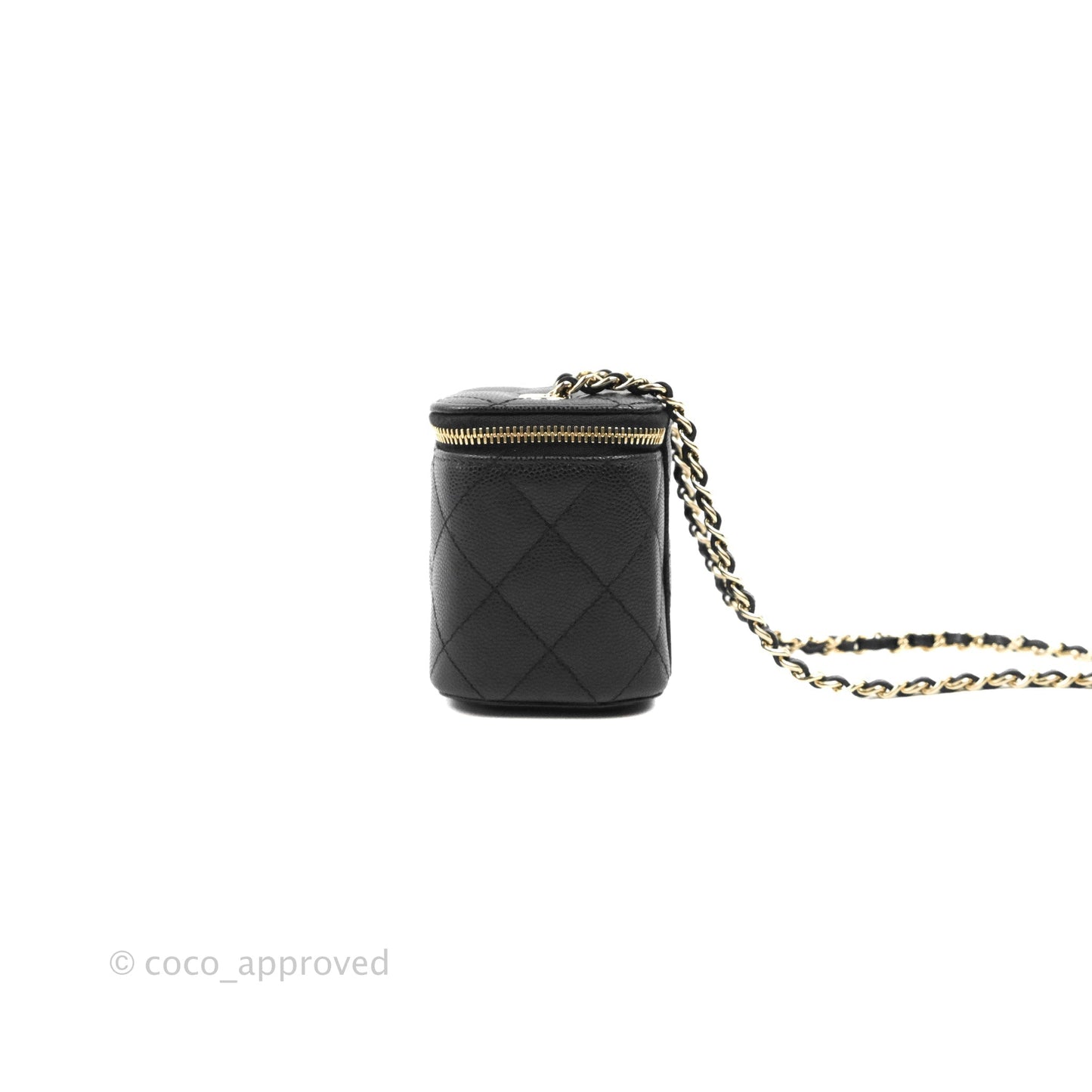 Chanel Mini Vanity With Chain Black Caviar Gold Hardware