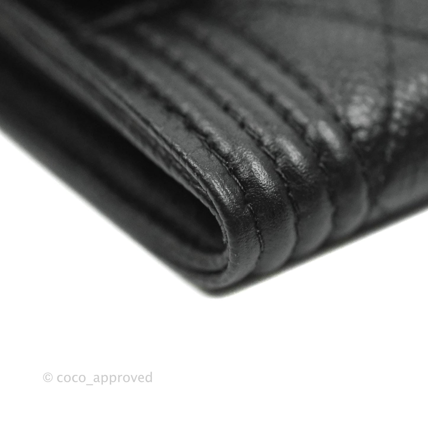 Chanel Boy Card Holder With Chain Black Caviar Gold Hardware