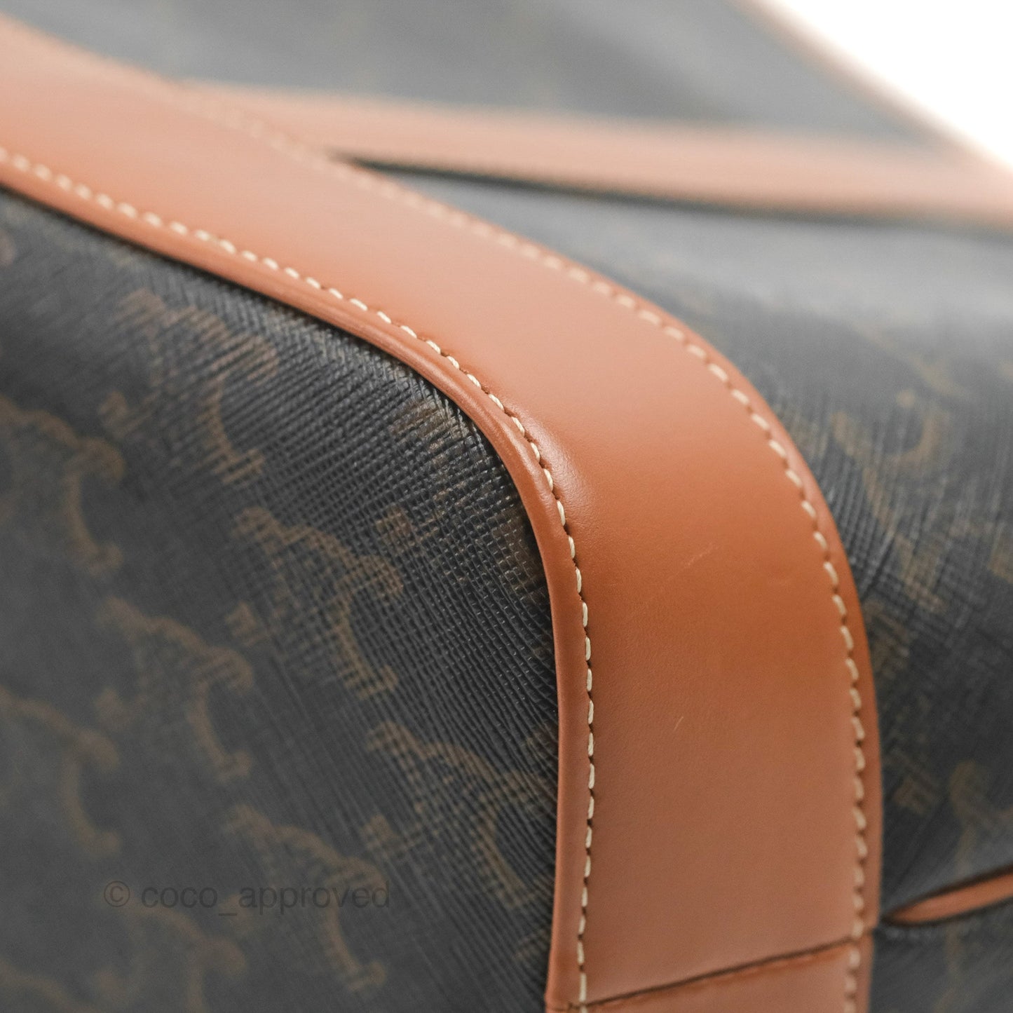 Celine Small Bucket Triomphe Canvas Tan Calfskin