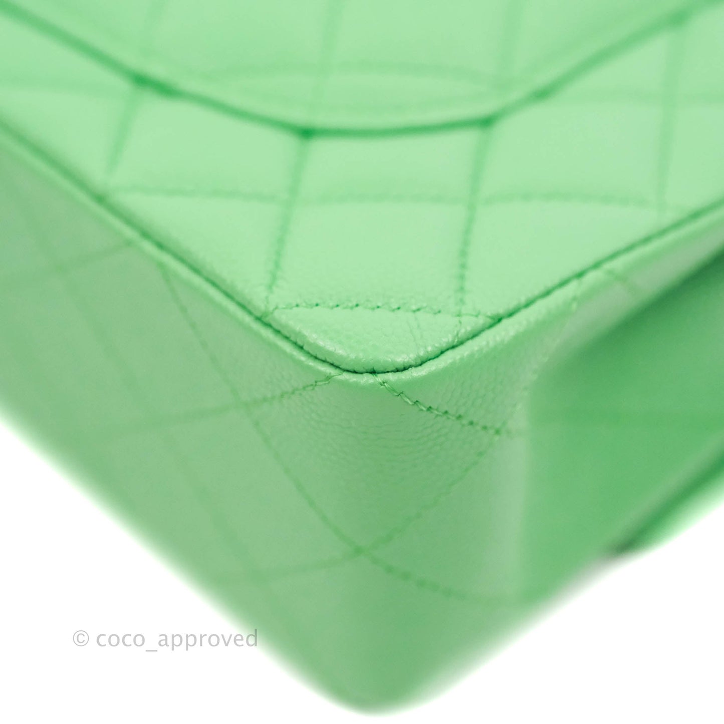 Chanel Small Classic Quilted Flap Green Caviar Gold Hardware