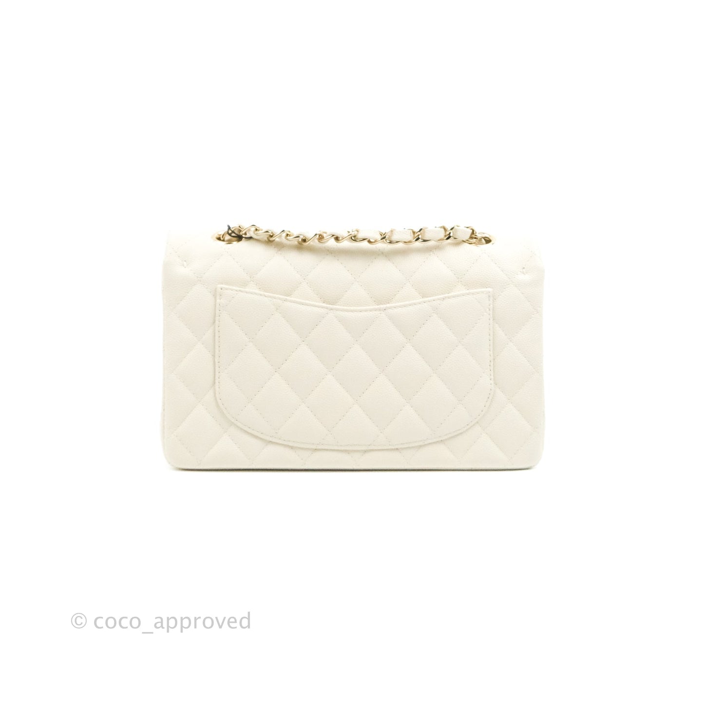 Chanel Classic Small S/M Quilted Flap White Caviar Gold Hardware 22C
