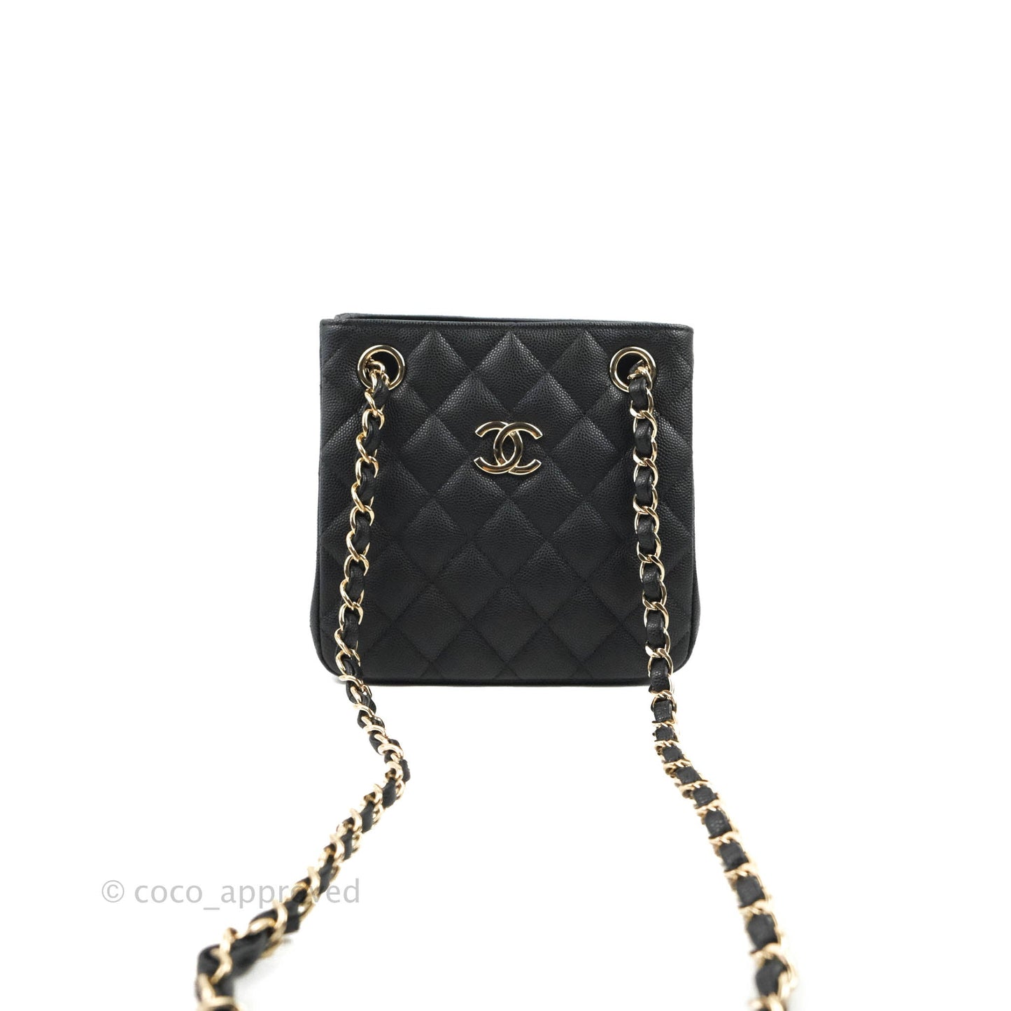 Chanel Mini Bucket Tote Black Caviar Gold Hardware 22S