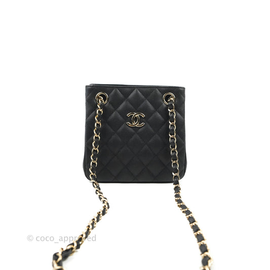 Chanel Mini Bucket Tote Black Caviar Gold Hardware 22S