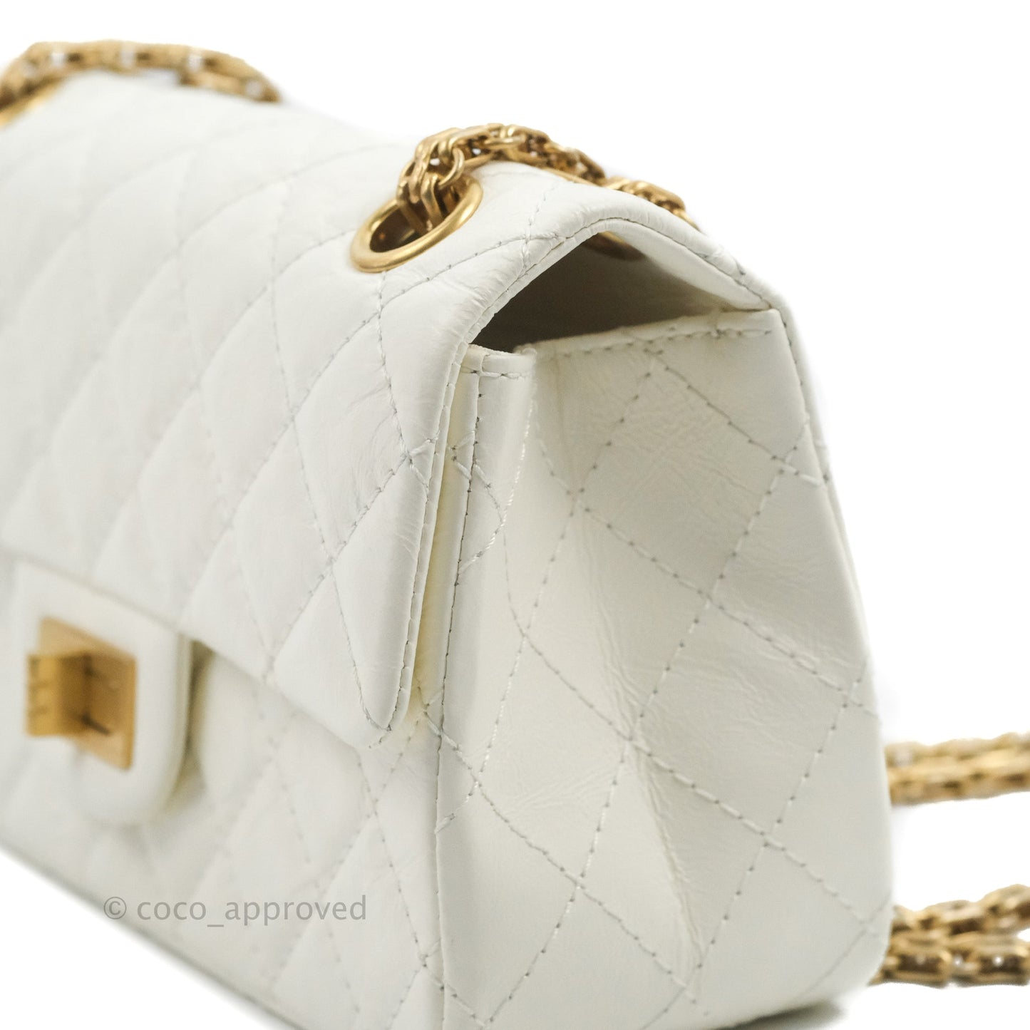Chanel Mini Reissue 224 White Aged Calfskin Aged Gold Hardware