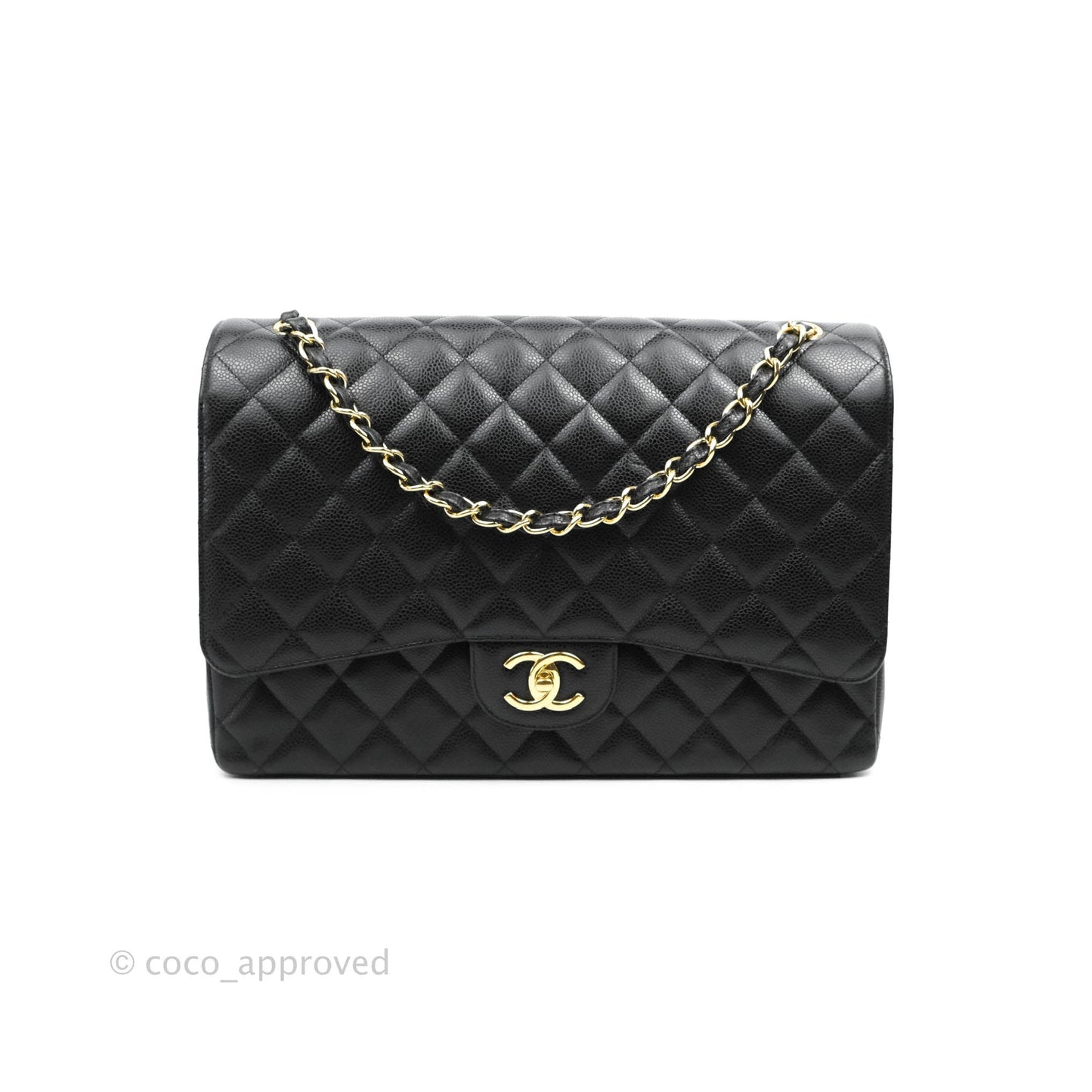 Chanel Classic Double Flap Maxi Black Caviar Gold Hardware