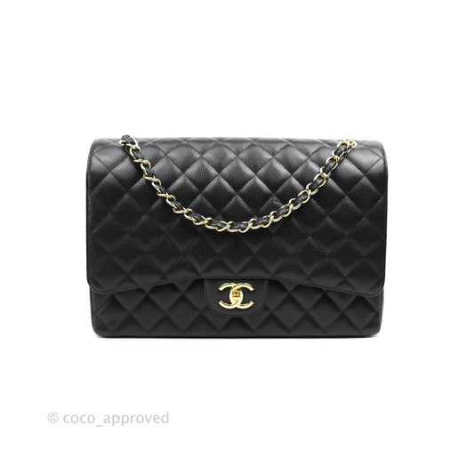 Chanel Classic Double Flap Maxi Black Caviar Gold Hardware