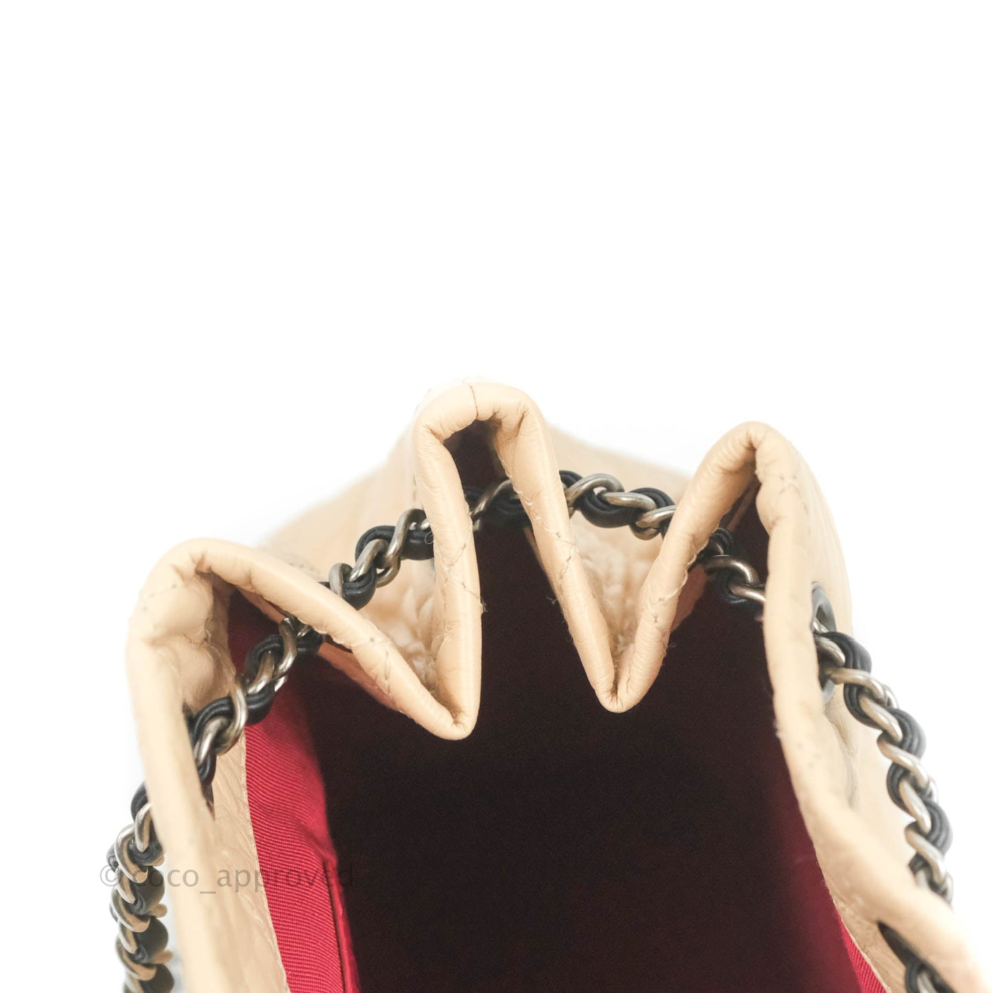 Chanel Small Gabrielle Backpack Beige Black Aged Calfskin