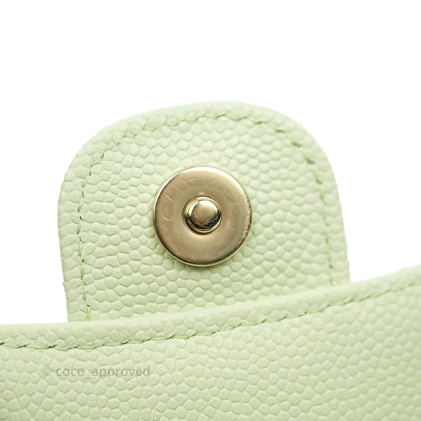 Chanel Classic Clutch With Chain Mint Green Gold Hardware