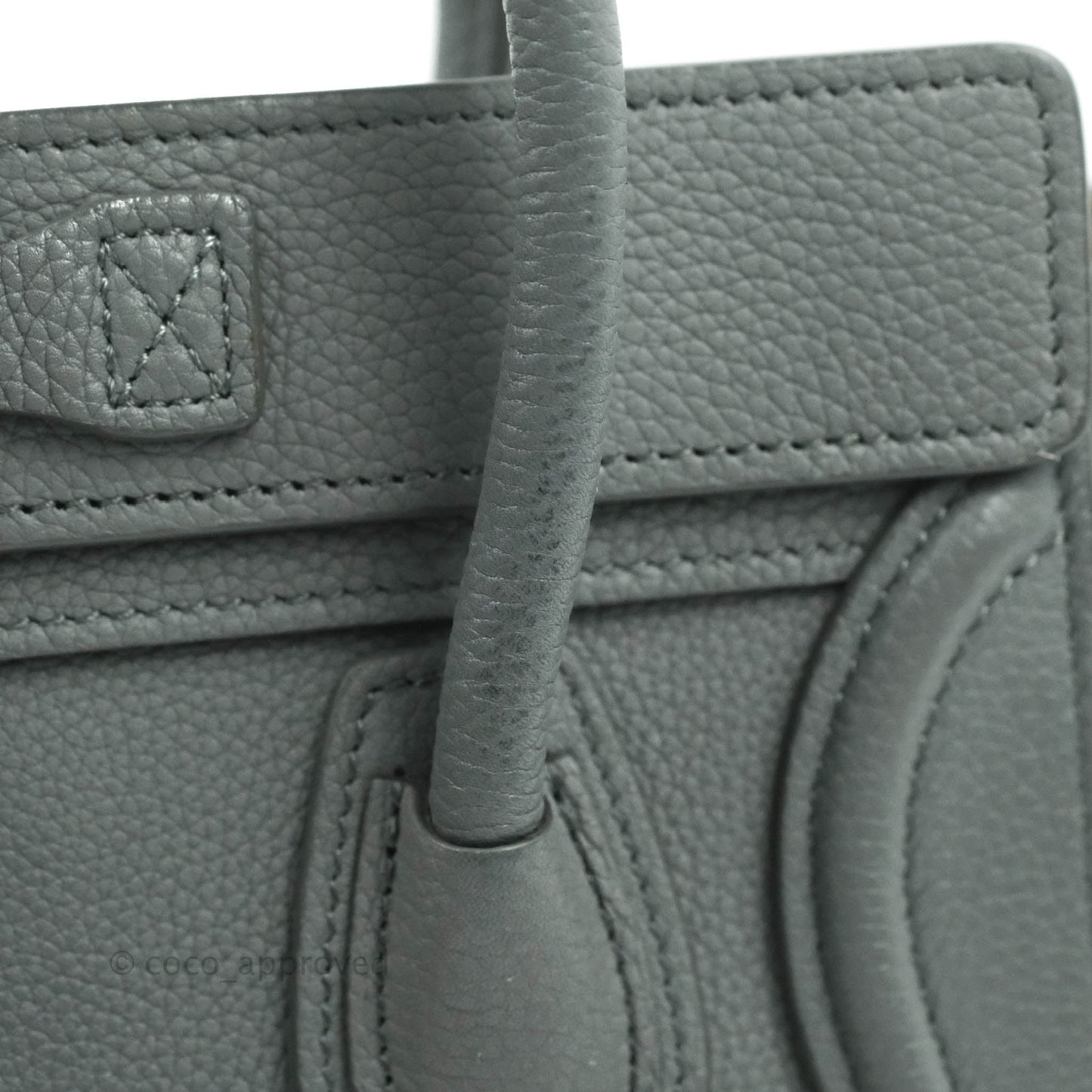 Celine Nano Luggage Grey Drummed Calfskin