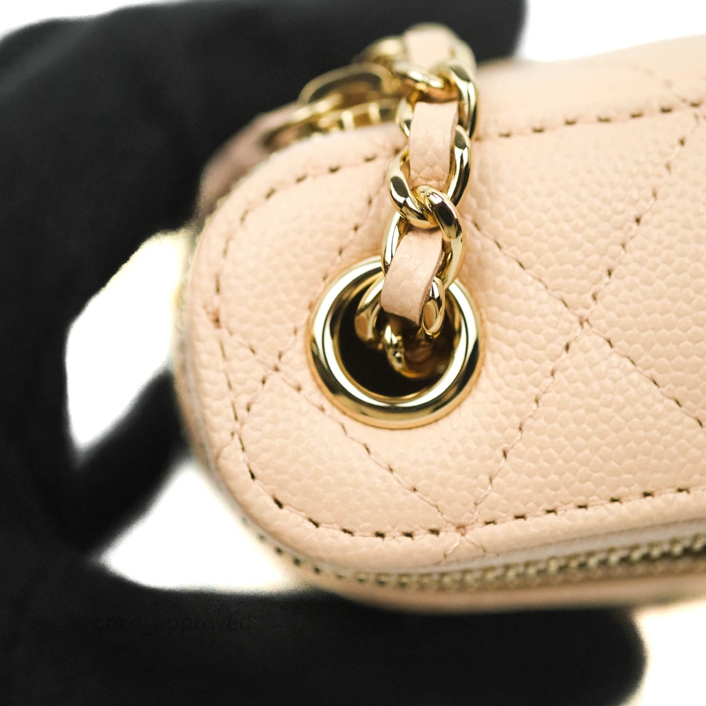 Chanel Classic Mini Vanity With Chain Beige Caviar Gold Hardware