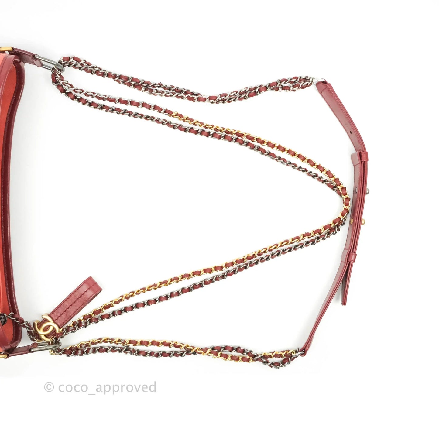 Chanel Large Gabrielle Hobo Red Aged Calfskin Mixed Hardware