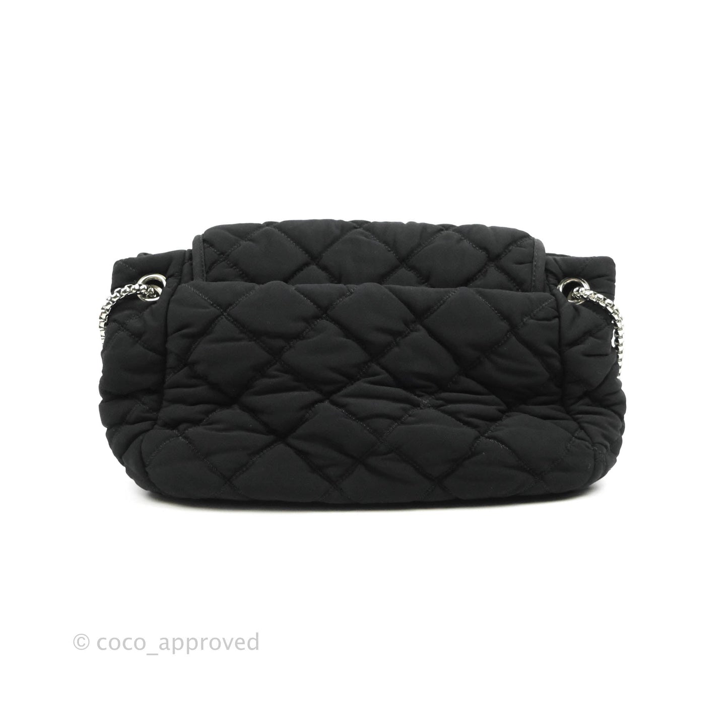 Chanel Black Jersey Bubble Quilt Accordion Flap Bag Silver Hardware