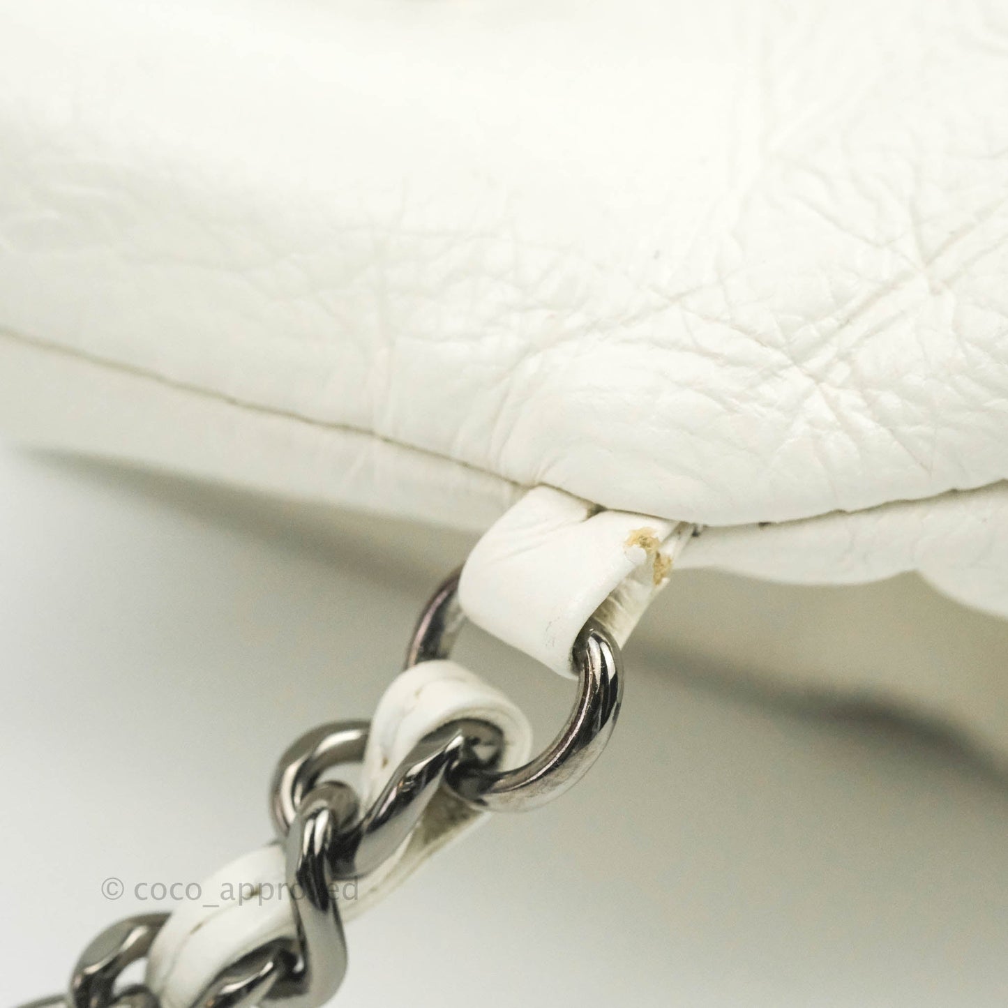 Chanel Small Gabrielle Drawstring Bag White Black Calfskin