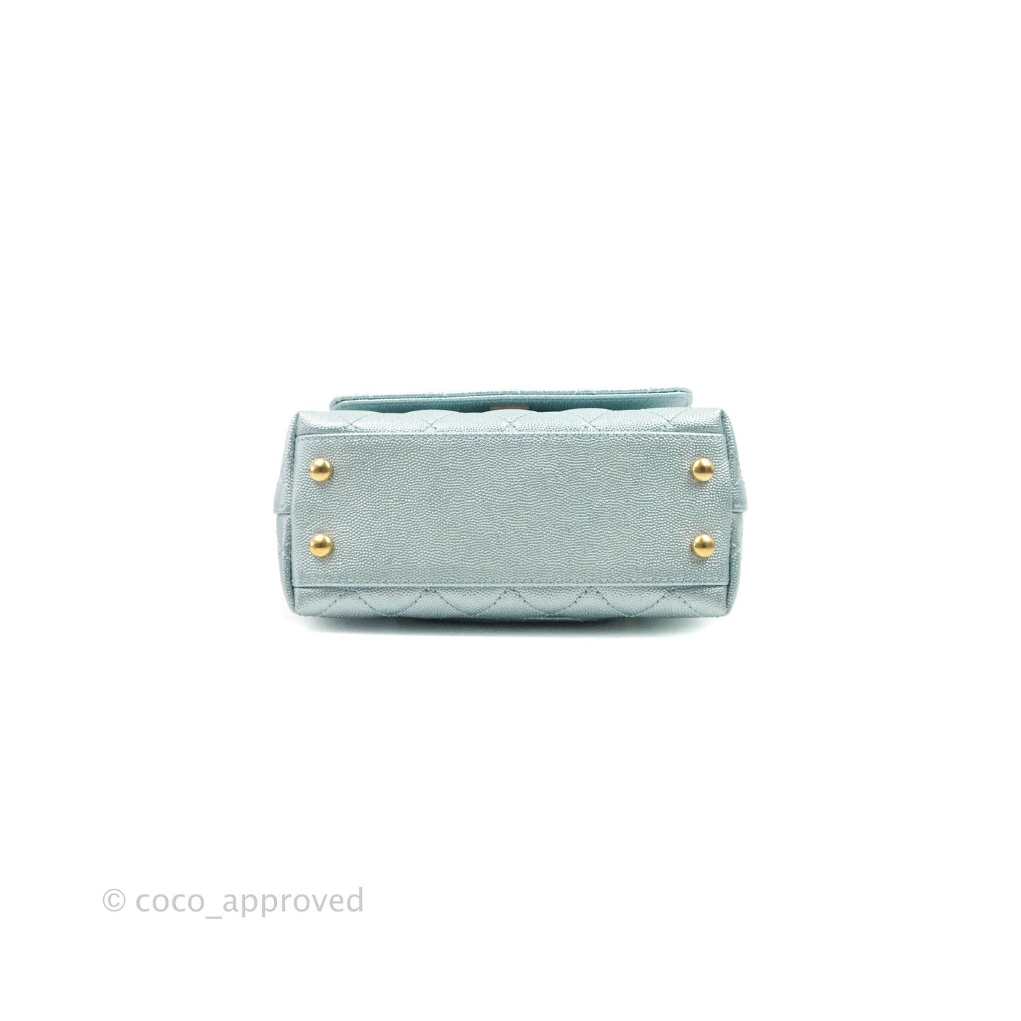 Chanel Mini Coco Handle Quilted Iridescent Blue Caviar Gold Hardware