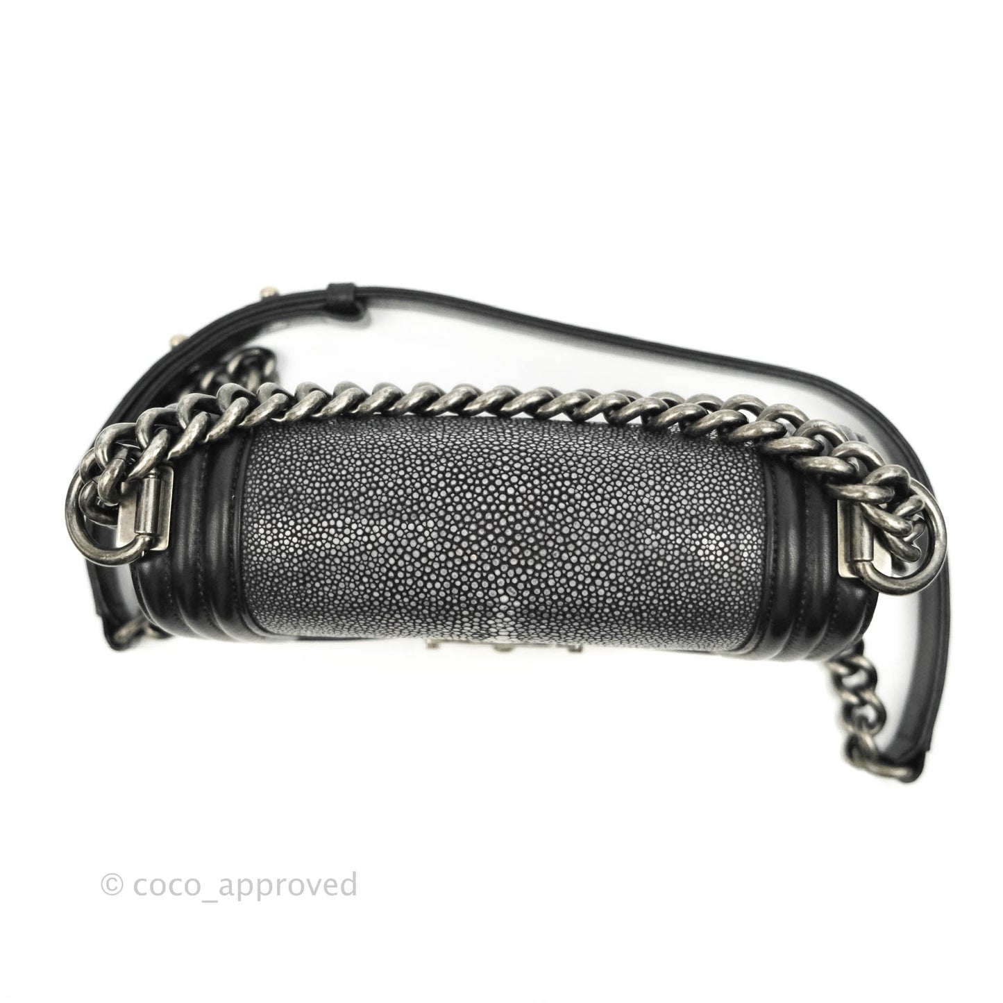 Chanel Small Boy Black Stingray Ruthenium Hardware