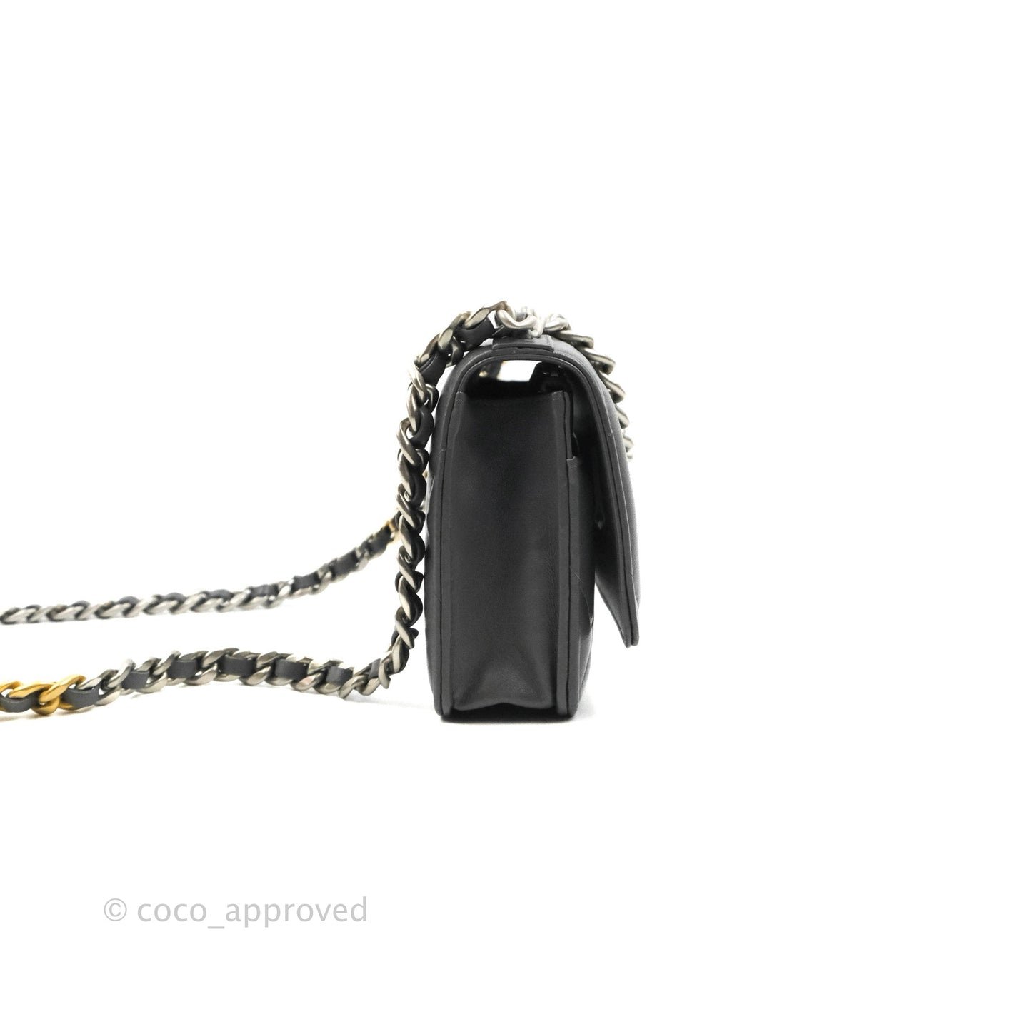 Chanel 19 Wallet on Chain WOC Dark Grey Lambskin Mixed Hardware