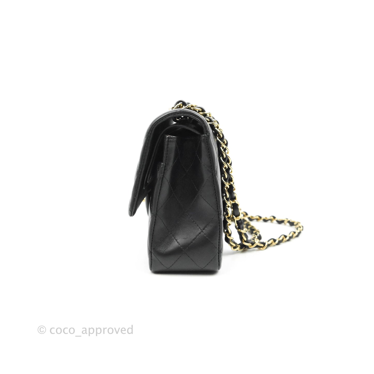 Chanel Classic M/L Medium Double Flap Black Lambskin Gold Hardware