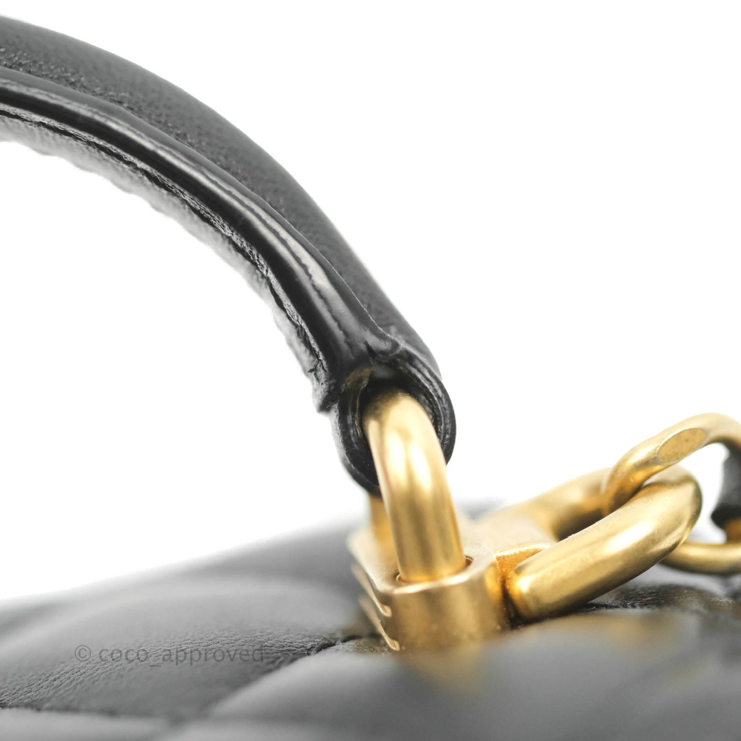 Chanel Mini Top Handle Vanity With Chain Black Lambskin Gold Hardware