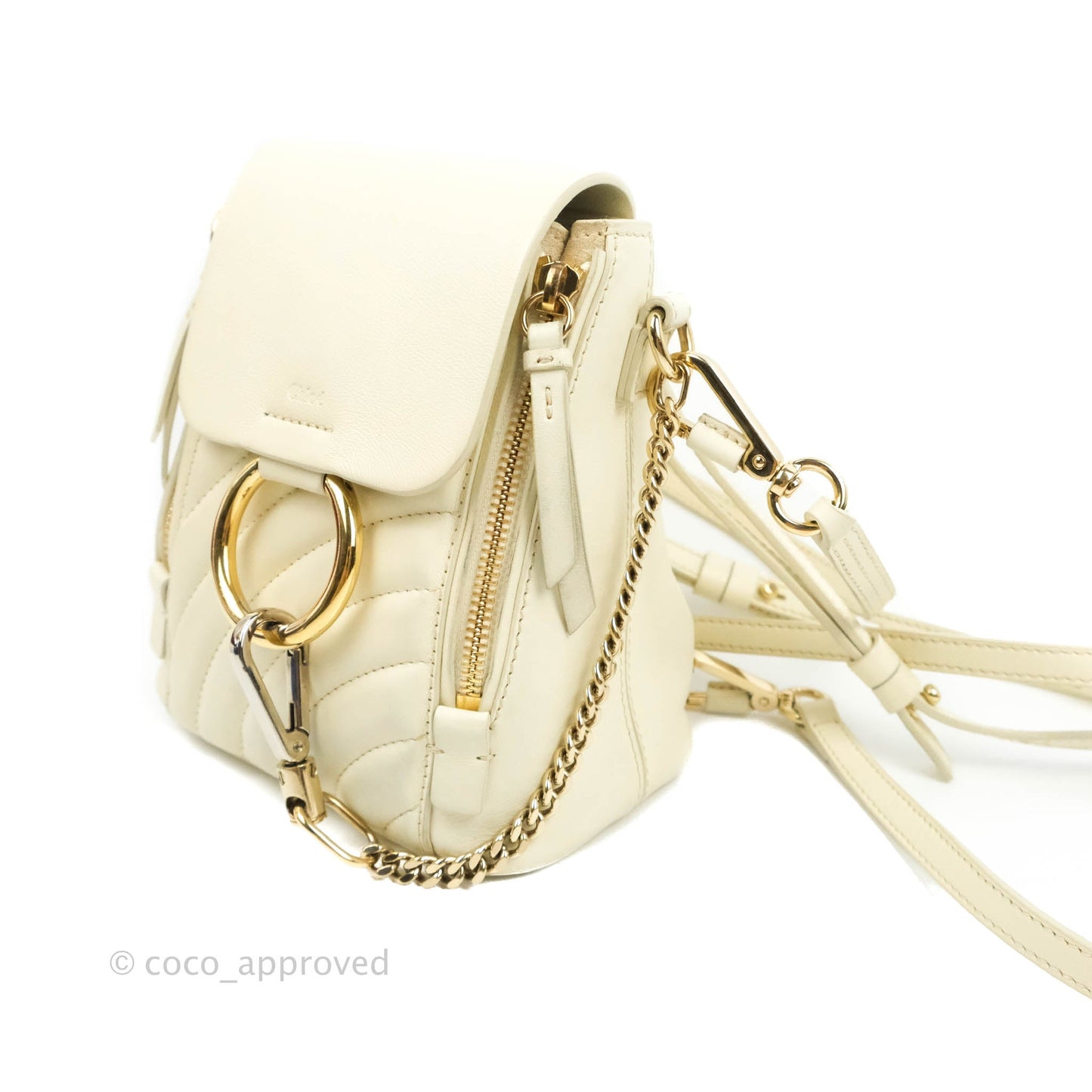 Chloé Mini Faye Backpack Ivory White Calfskin