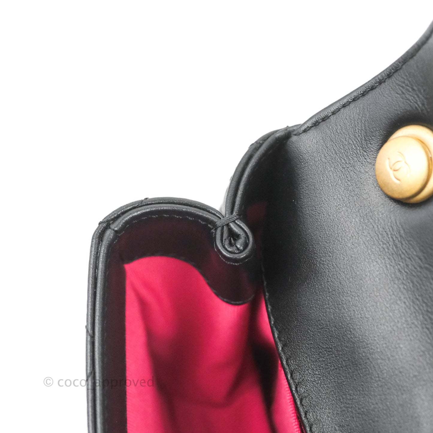 Chanel Small Chain Bar Flap Bag Black Calfskin Aged Gold Hardware