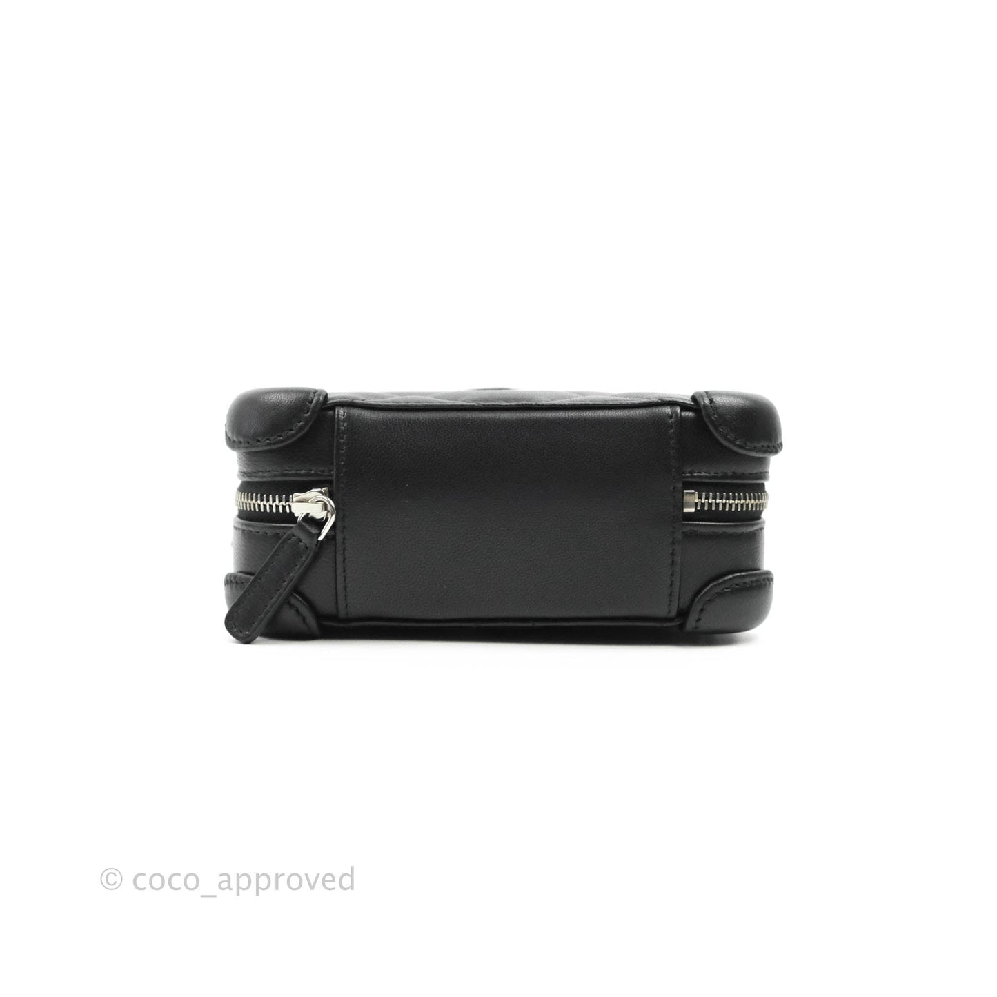 Chanel Mini Quilted Camera Case Black Lambskin Silver Hardware
