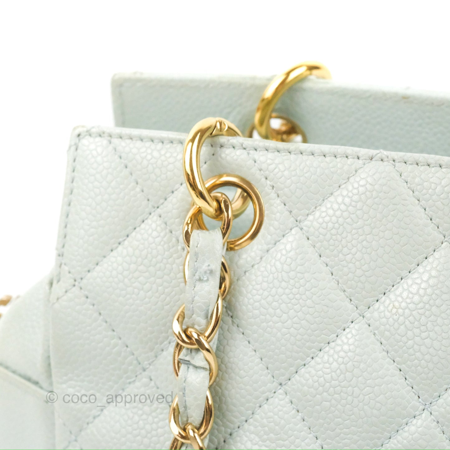 Chanel PTT Petite Timeless Shopping Tote Bag Light Tiffany Blue Caviar Gold Hardware