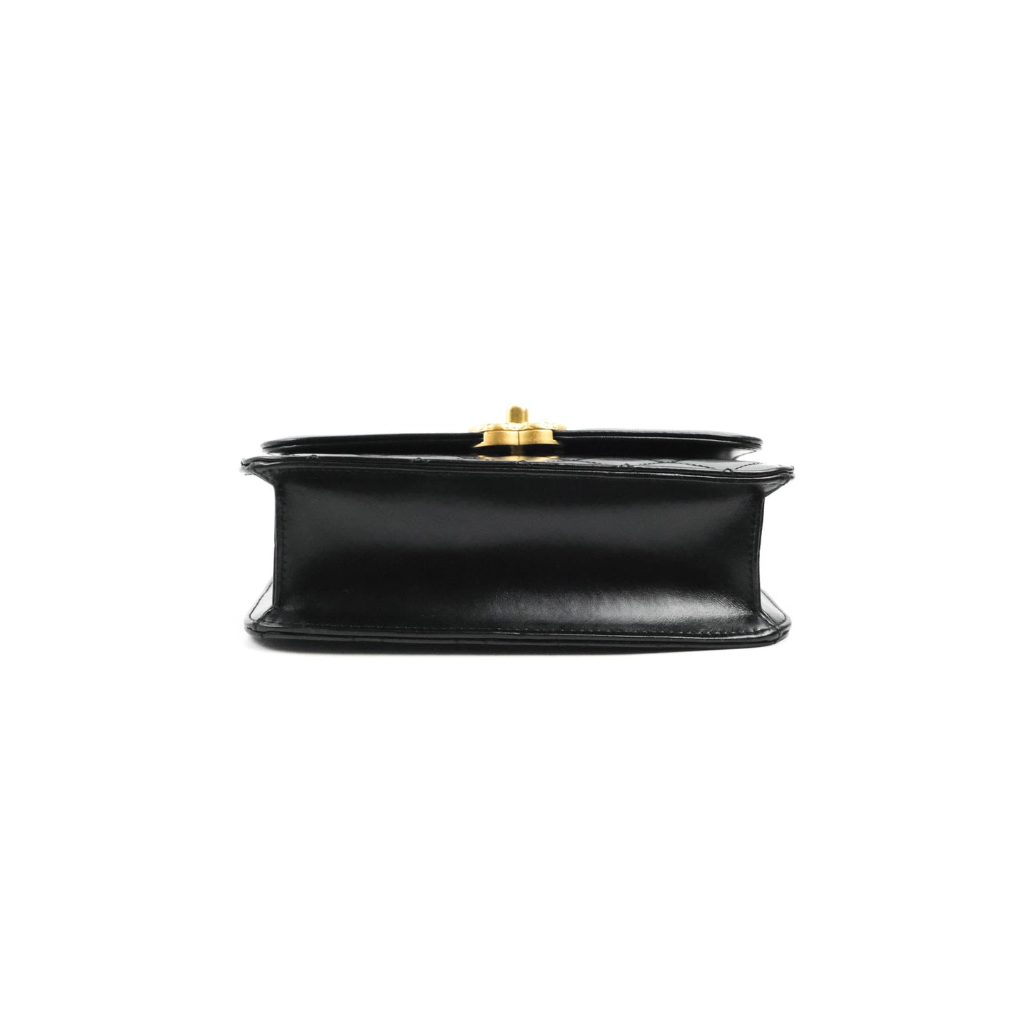 Chanel Mini Flap Bag Black Calfskin Aged Gold Hardware 21B