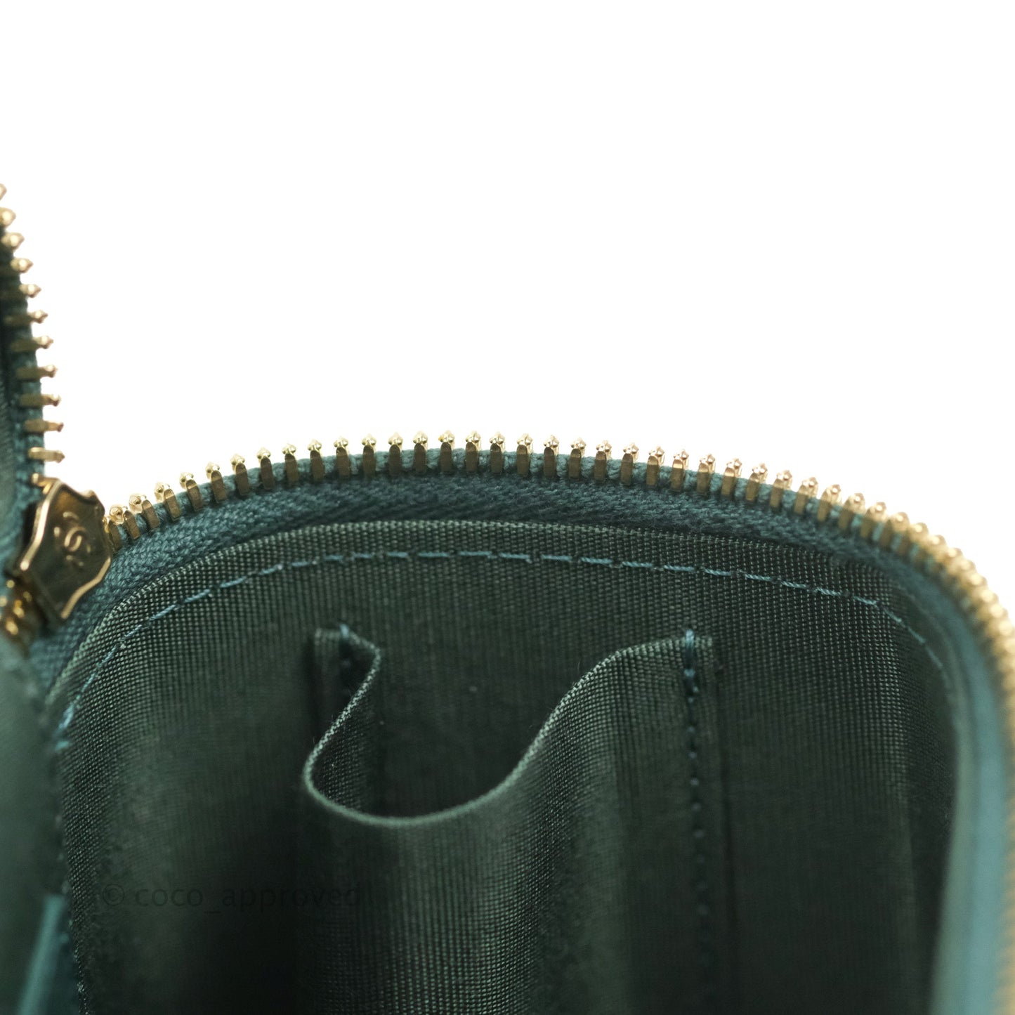Chanel Quilted Mini Perfect Fit Vanity With Chain Calfskin Pine Green Aged Gold Hardware