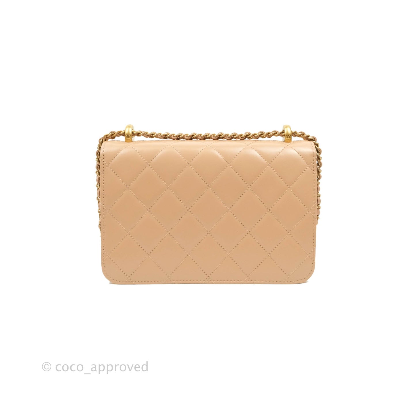 Chanel Quilted Perfect Fit Adjustable Beige Calfskin Gold Hardware 21A