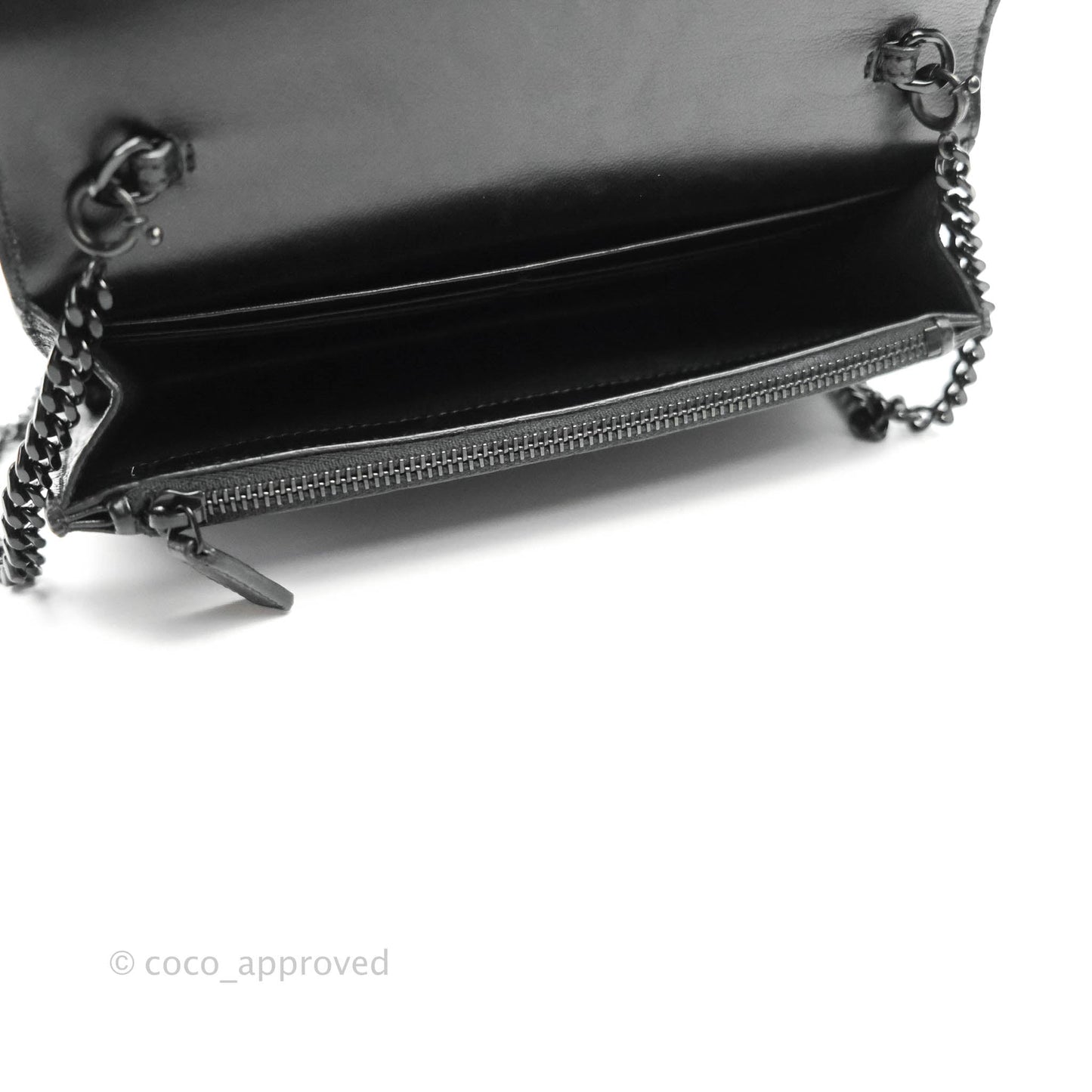 Saint Laurent Wallet on Chain So Black Crocodile-embossed Leather