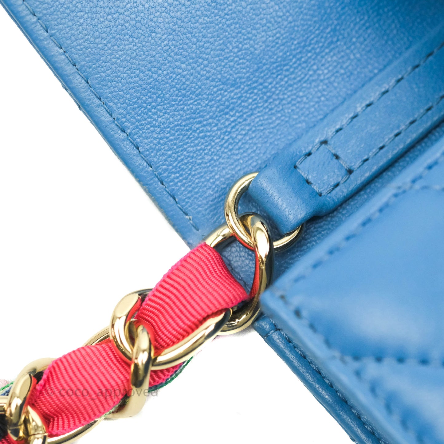 Chanel Ribbon Belt Bag Blue Lambskin Gold Hardware