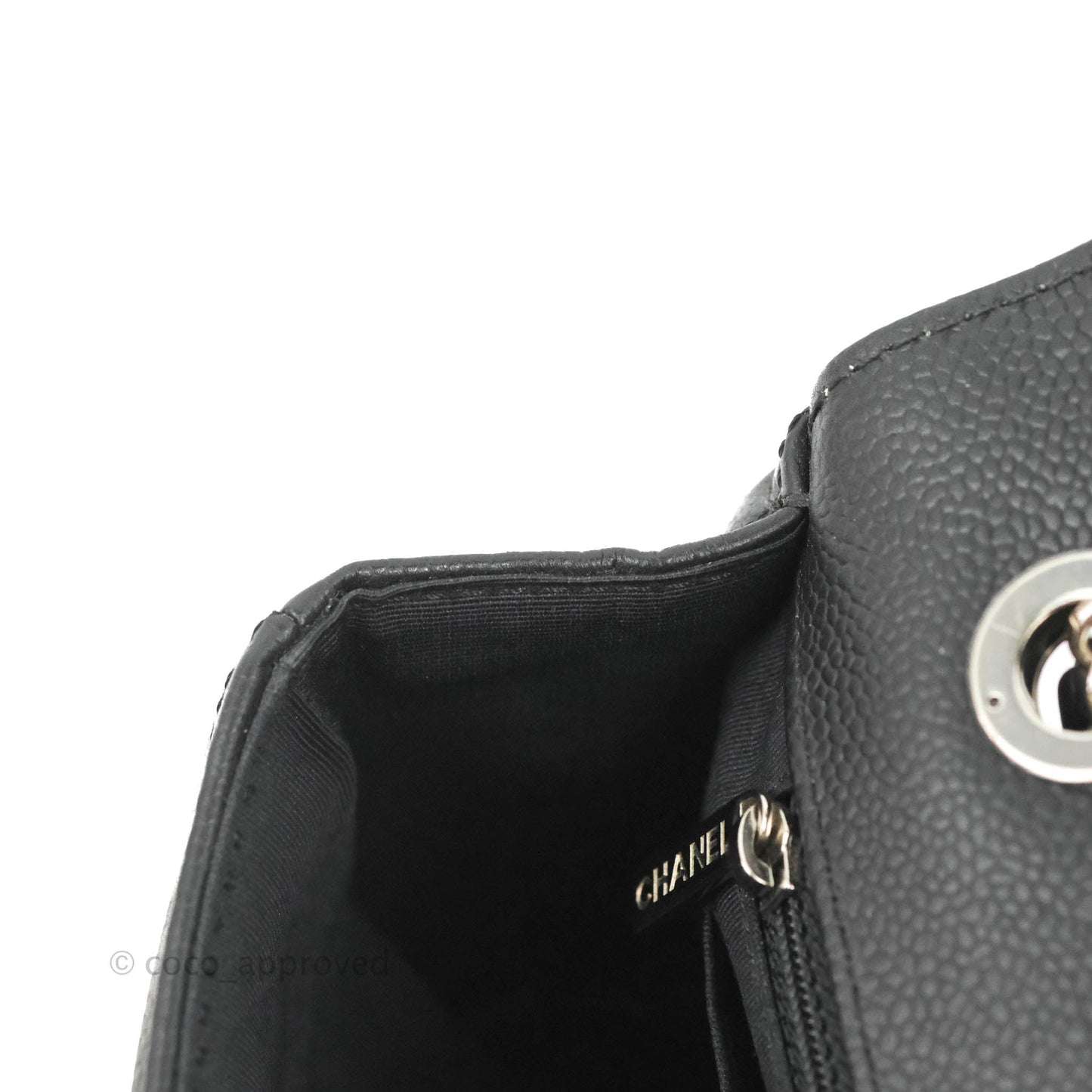 Chanel Medium Chevron Quilted Flap Black Grained Calfskin Silver Hardware