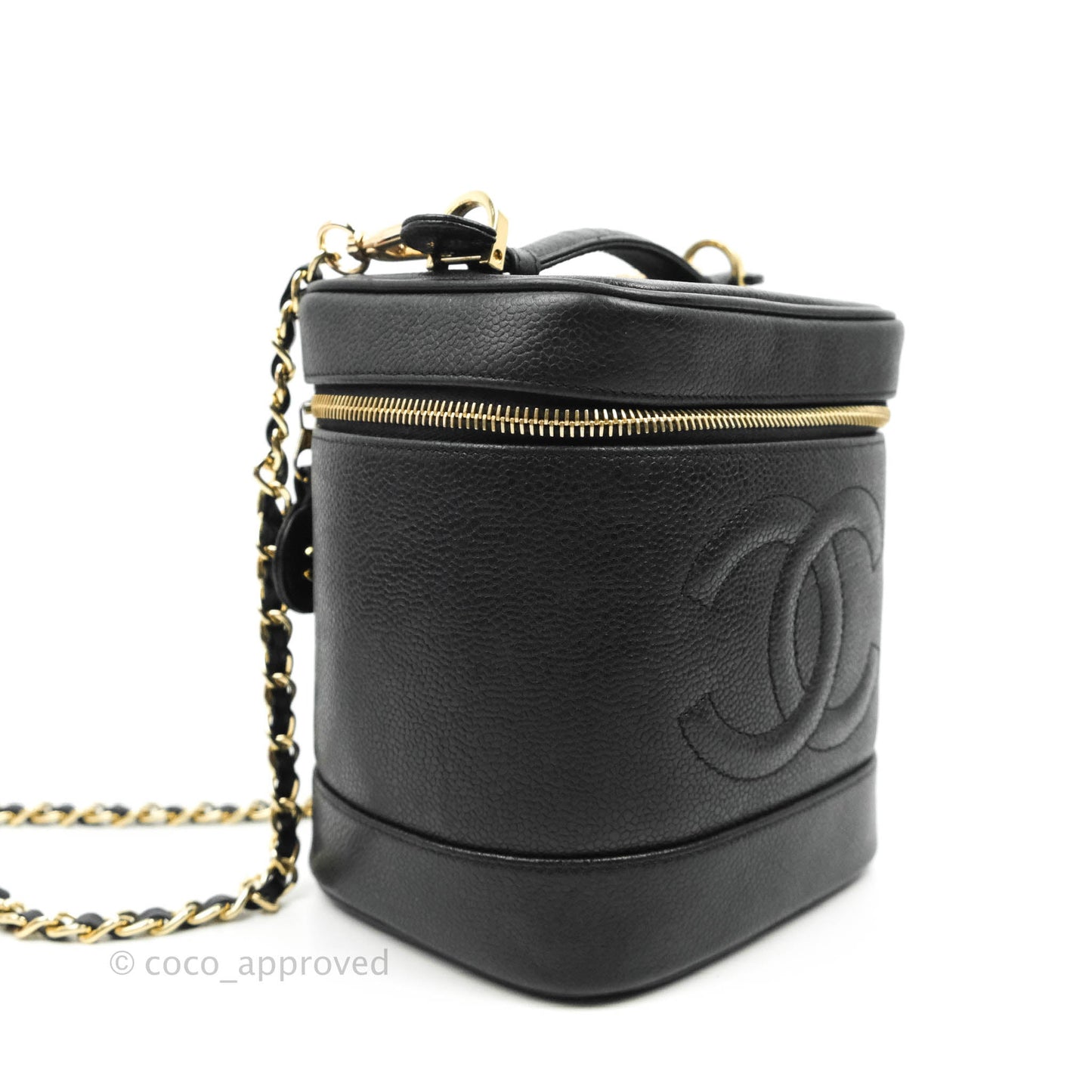 Chanel Vintage Vanity Case Black Caviar Gold Hardware