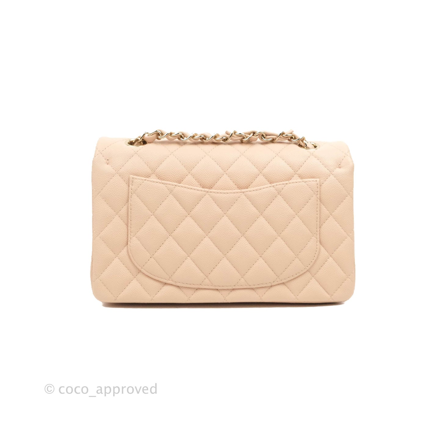 Chanel Small Classic Quilted Flap Light Beige Pink Caviar Gold Hardware 22C