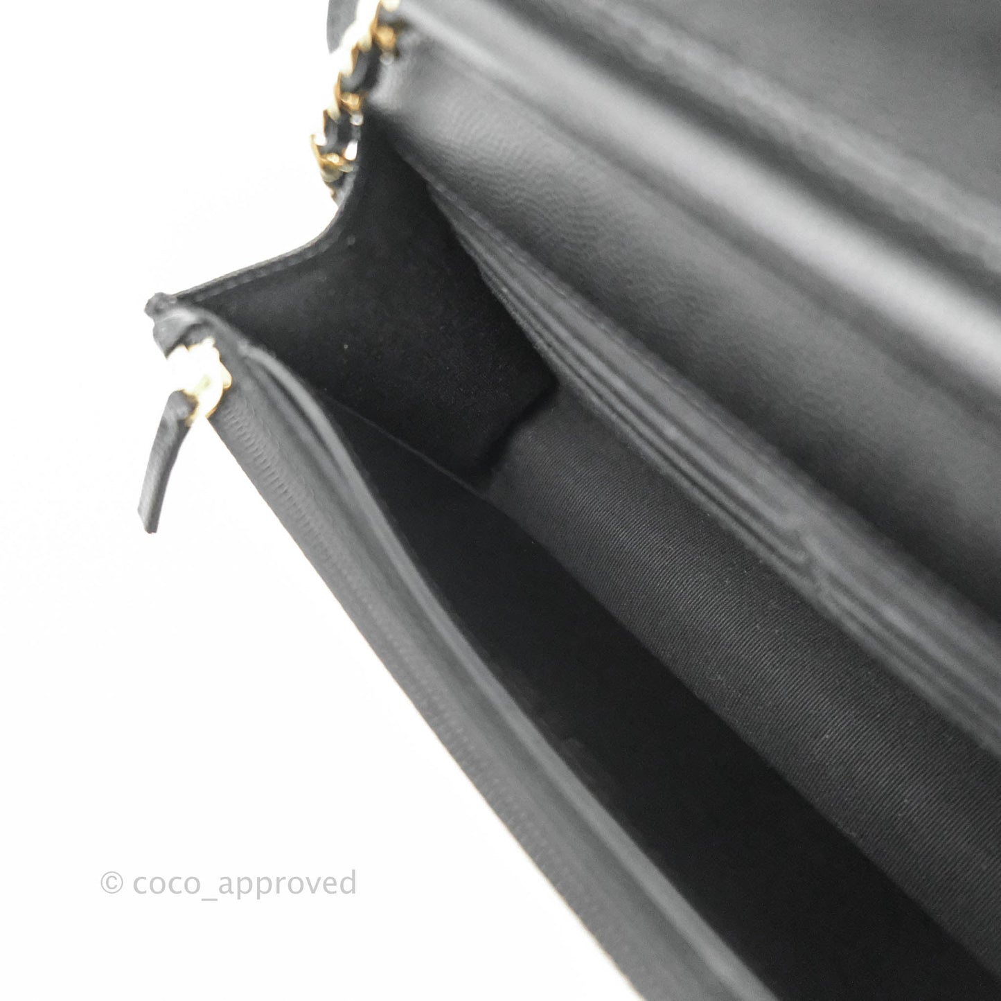 Chanel Quilted WOC Black Caviar Gold Hardware With Charms