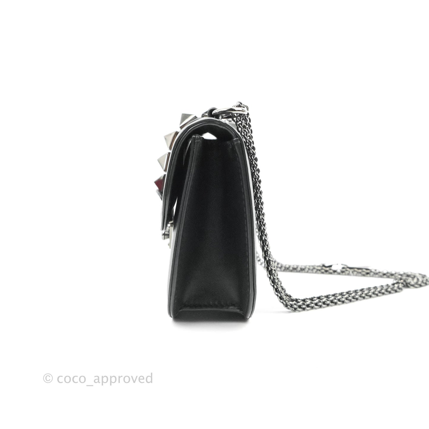 Valentino Vitello Small Glam Lock Rockstud Flap So Black