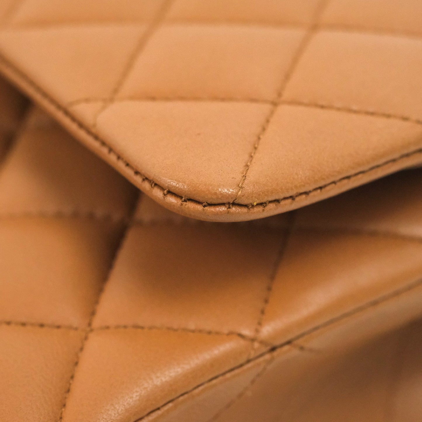 Chanel Classic M/L Medium Flap Quilted Dark Beige Caramel Lambskin Gold Hardware