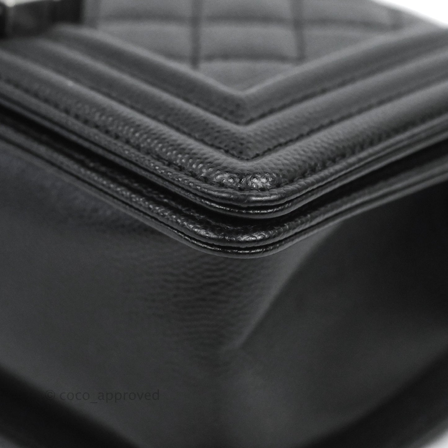 Chanel Small Quilted Boy Bag Black Caviar Ruthenium Hardware