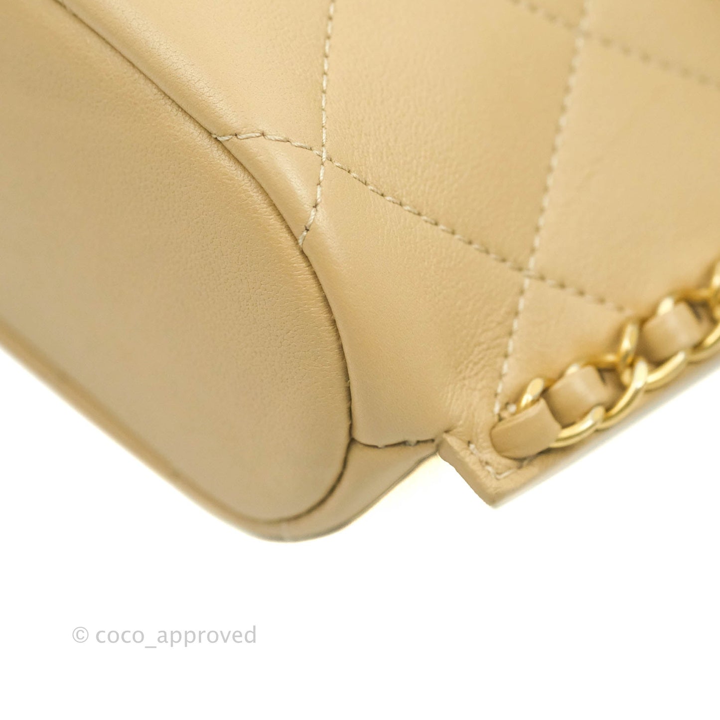 Chanel Small Hobo Bag Beige Calfskin Aged Gold Hardware