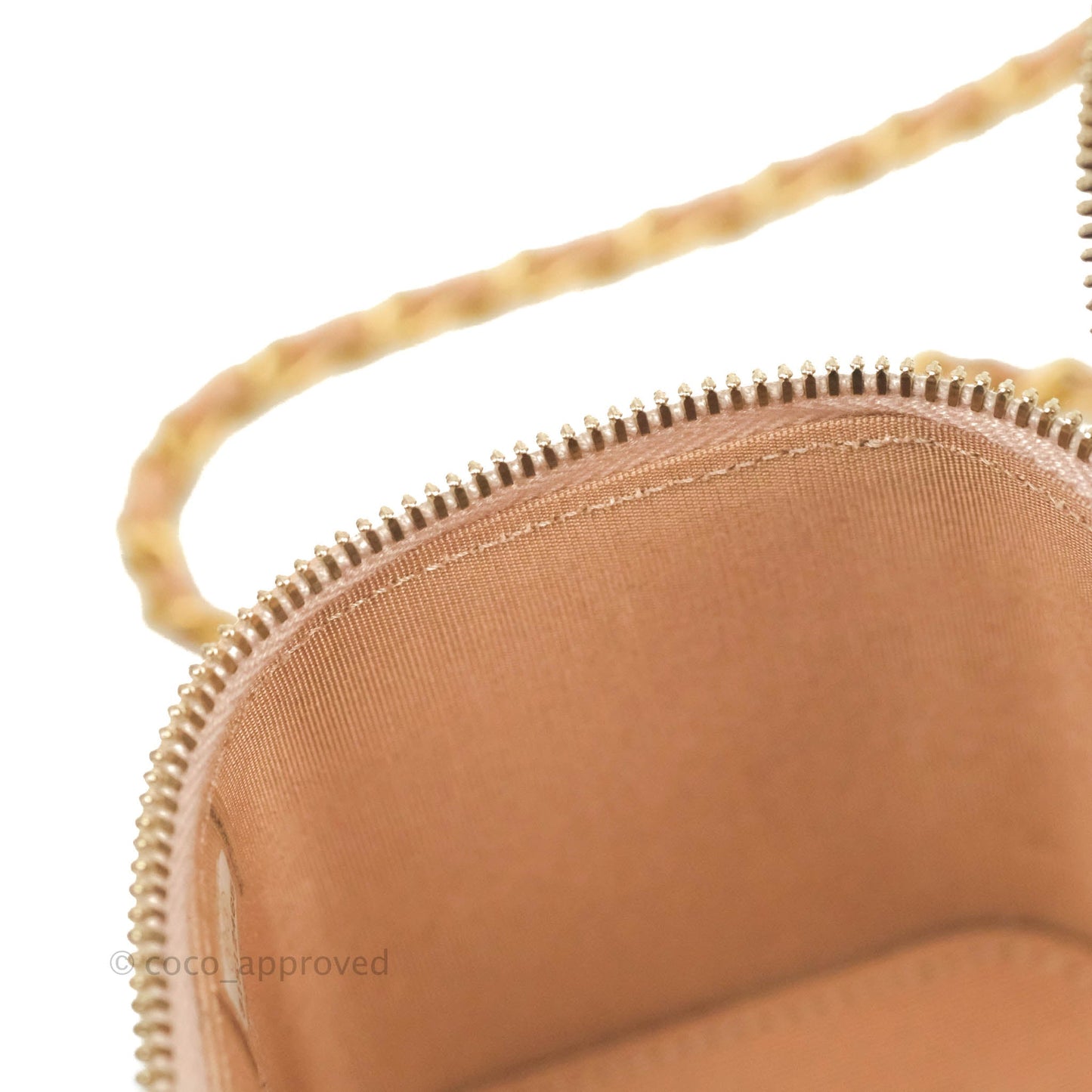 Chanel Vanity Rectangular Top Handle Beige Lambskin Aged Gold Hardware