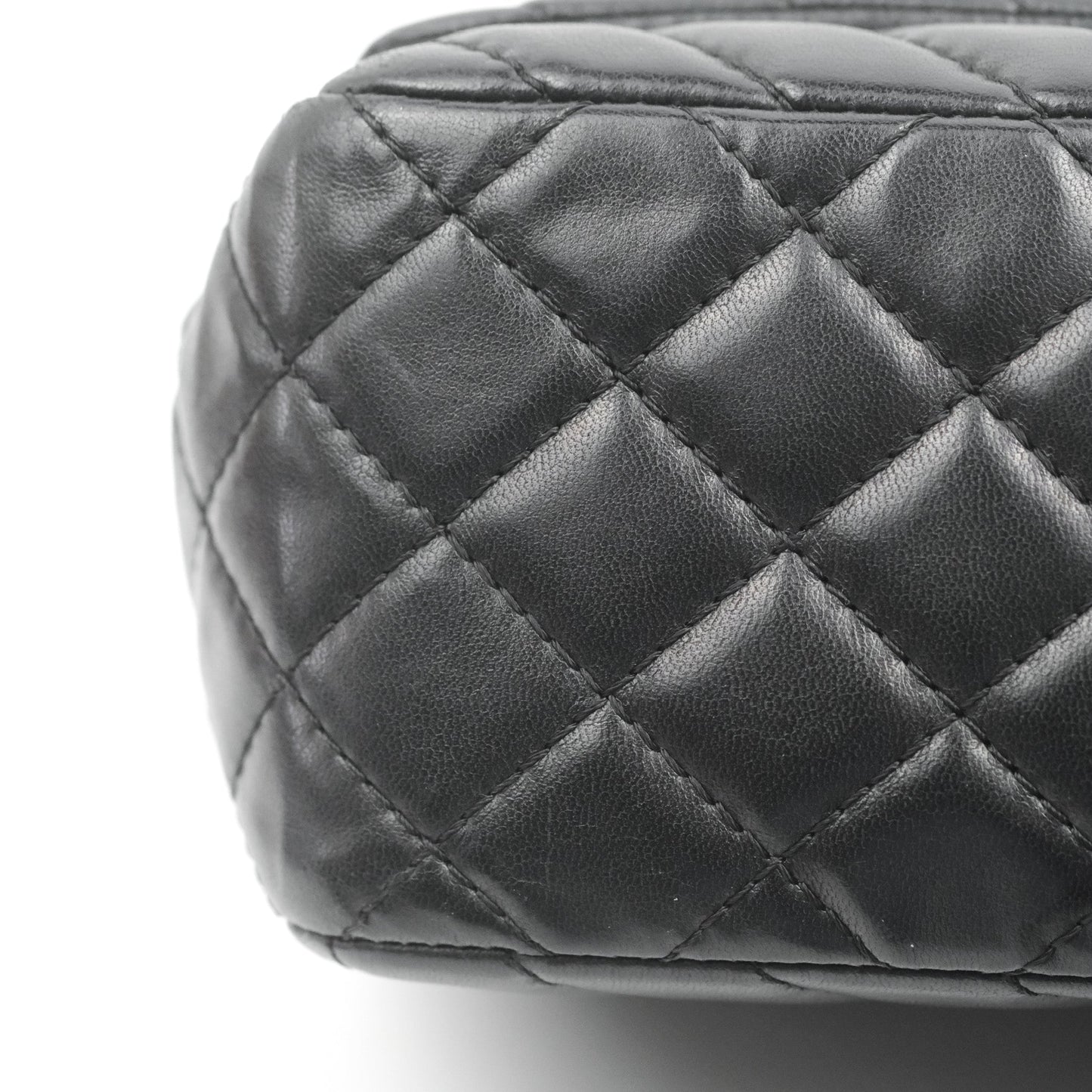 Chanel Surpique Chevron Medium Flap Black Silver Hardware