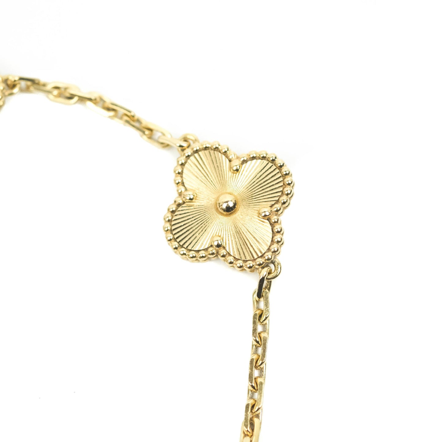 Van Cleef & Arpels Vintage Alhambra 5 Motifs Guilloche Yellow Gold Bracelet