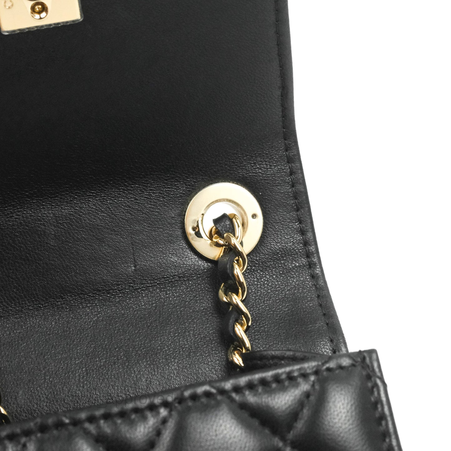 Chanel Mini Quilted Trendy CC Clutch With Chain Black Lambskin Gold Hardware