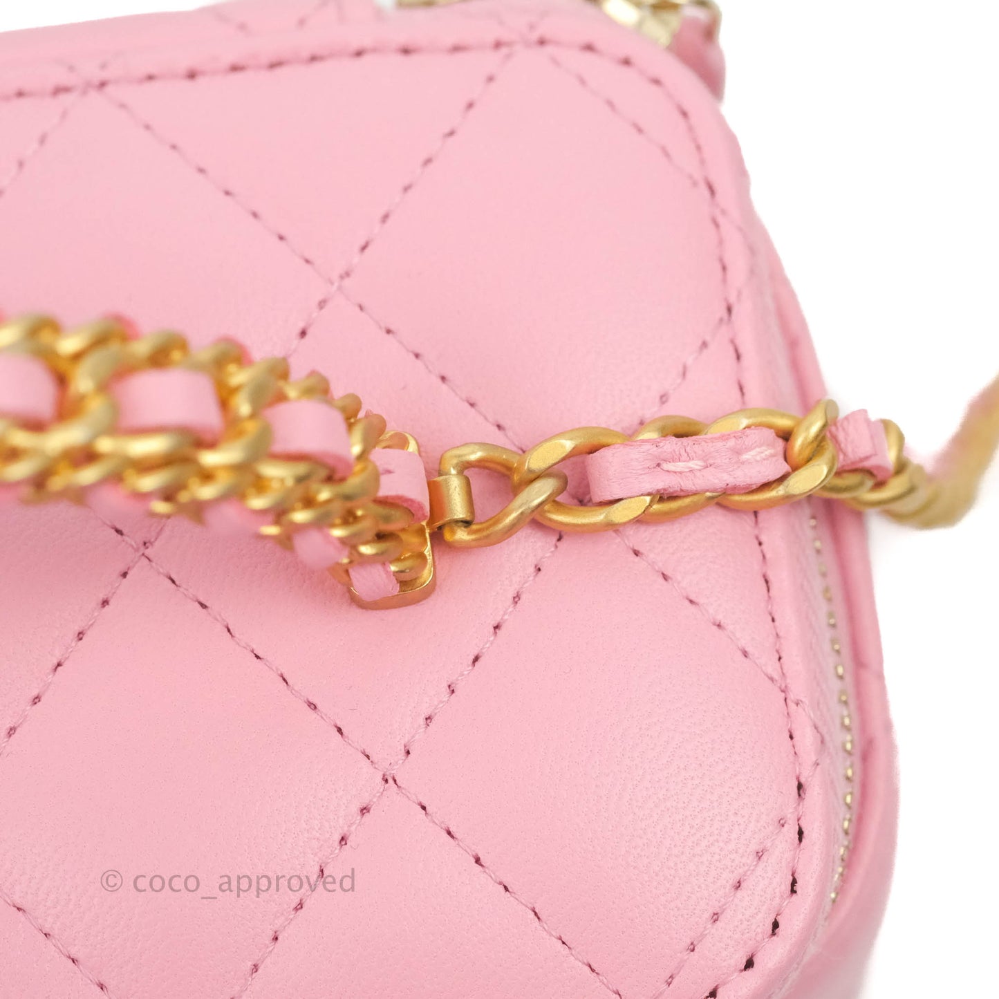Chanel Vanity Rectangular with Top Handle Pick Me Up Pink Lambskin Aged Gold Hardware 22S