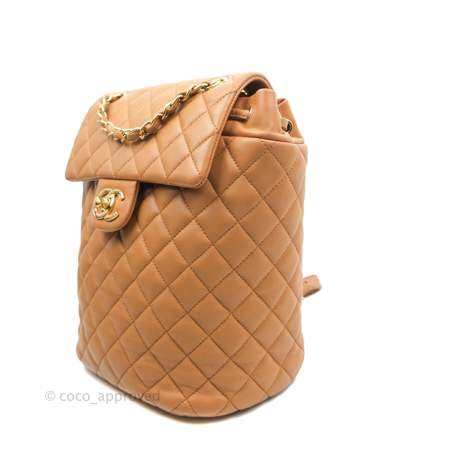 Chanel Quilted Small Urban Spirit Backpack Caramel Dark Beige Calfskin Gold Hardware